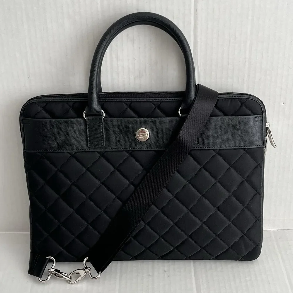 Knomo Avignon 13” Laptop Sleeve Bag Quilted Crossbody Strap Business Travel Work
